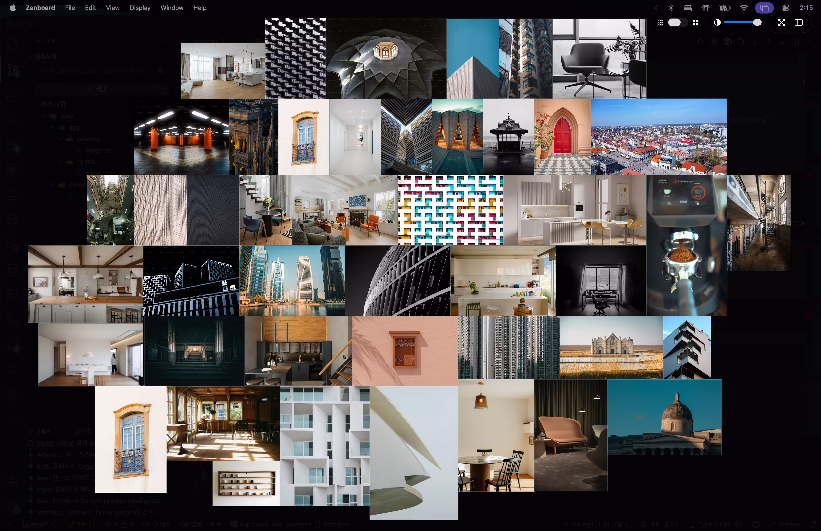 Zenboard infinite canvas workspace with organized visual references and design inspiration on macOS